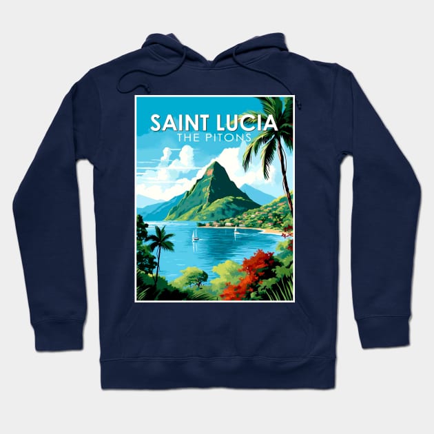 Saint Lucia The Pitons Travel and Tourism advertising Print Hoodie by posterbobs